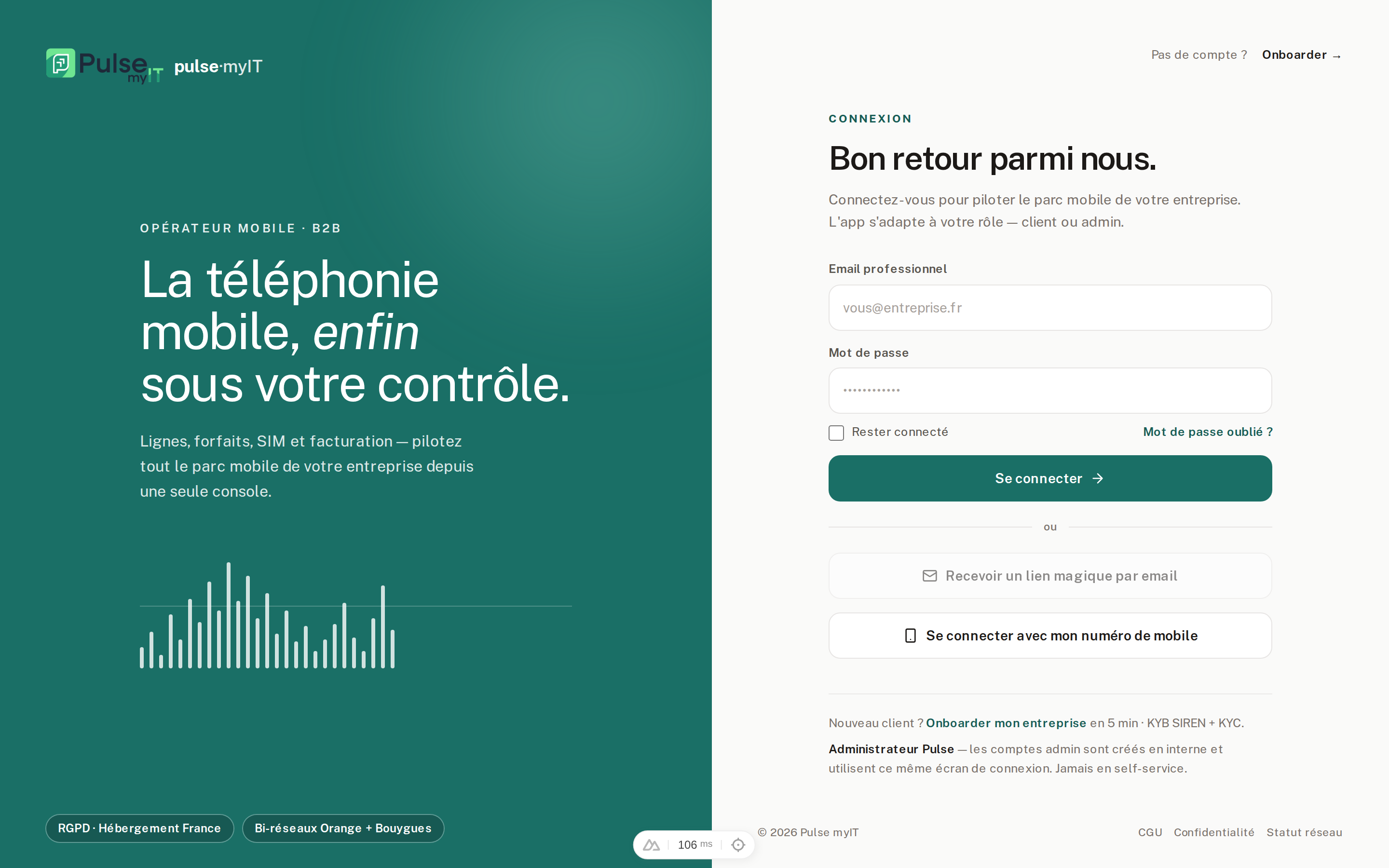 Écran de connexion